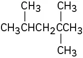The molecular structure of 2,2,4-trimethylpentane featuring a five-carbon chain.