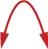 A red, inverted U-shaped arrow with both ends pointing downwards, suggesting a flow, connection, or dual downward direction.