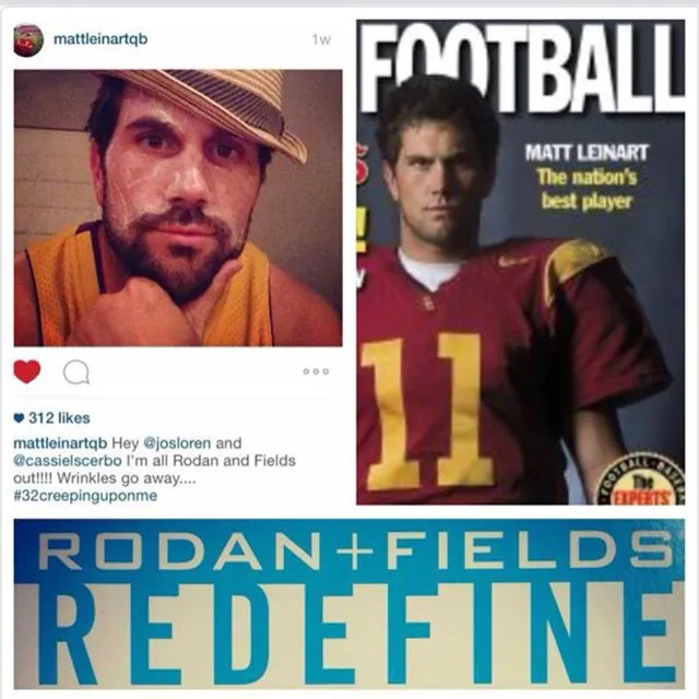 An image contains 2 smaller, side by side images; and at the bottom reads, Rodan and Fields, redefine.