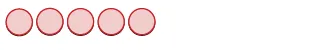 Five light red circles, each outlined in a darker red, are arranged horizontally in a row against a plain white background.