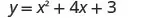 The image shows the quadratic equation y = x^2 + 4x + 3.