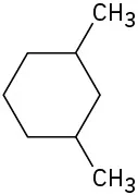 In a cyclohexane ring, C1 and C3 are each bonded to methyl groups.