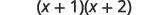 The mathematical expression (x+1)(x+2) is displayed in black text on a white background.