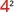 A close-up image showing a large red number 4 raised to the power of 2.