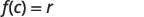 The mathematical equation f(c) = r is displayed on a white background.