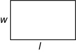 A rectangle with its length denoted by 'l' and its width denoted by 'w', illustrating basic geometric dimensions.