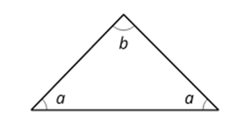 Triangle with angles labeled a, b, and a.