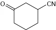 The chemical structure of 3-cyanocyclohexanone.
