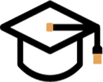 An icon depicting a minimalistic shape of a graduation cap.