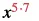 A mathematical expression showing the variable 'x' raised to the power of '5.7', where the exponent '5.7' is distinctively colored in red.