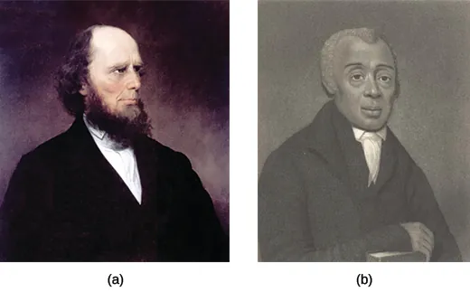 Painting (a) is a portrait of Charles Grandison Finney. Painting (b) is a portrait of Richard Allen.