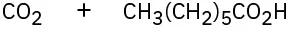 The figure shows carbon dioxide and heptanoic acid, the products of oxidative cleavage. 