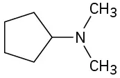 A nitrogen atom with one cyclopentyl and two methyl substituents.