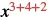 A mathematical expression shows 'x' raised to the power of '3+4+2', with the exponent partially in red.