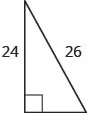 A right-angled triangle with one leg measuring 24 units and the hypotenuse measuring 26 units.
