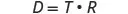 The mathematical formula D=T*R is displayed, representing the relationship between Distance, Time, and Rate. The letters are bold and in a simple font on a white background.