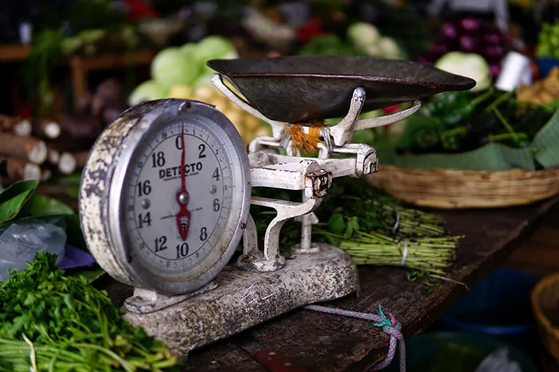 A weighing scale.