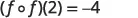 A mathematical expression reads (f o f)(2) = -4, representing the composite function f of f evaluated at 2 equals -4. The notation is clear and centrally positioned.