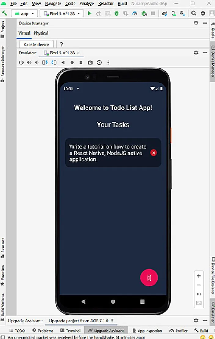 Screenshot of Welcome page for creating your Todo List App.