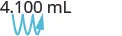 A text display shows '4.100 mL' in black font, with a light blue wavy line or arrow underneath it, likely indicating a measurement or highlighted value.
