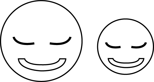 Two smiley faces. The first one is bigger and the second one is smaller.