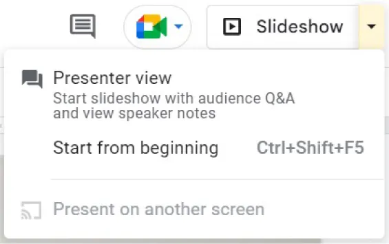 A close-up screenshot of the Presenter View features is shown.