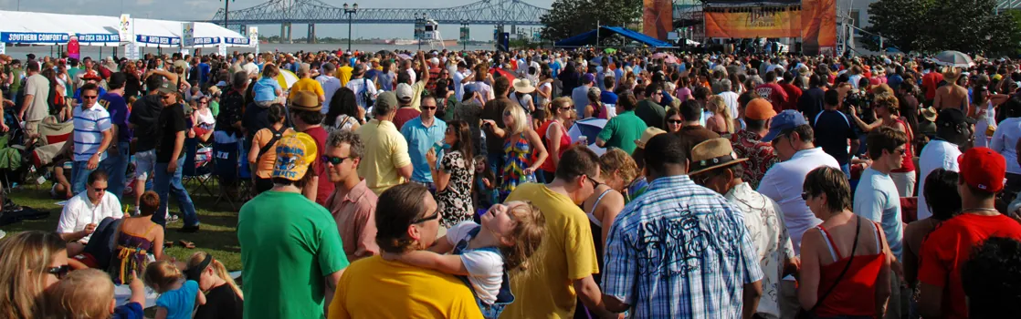 This photo shows a crowd of people at a festival.