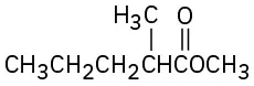 The structure shows a five-carbon chain ester with a methoxy group bonded to the carbonyl carbon. The carbon adjacent to carbonyl bears a methyl group.