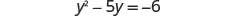 A quadratic equation is displayed: y^2 - 5y = -6.