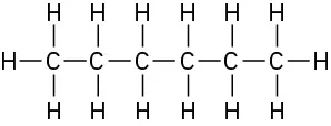 The chemical structure of hexane.