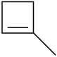 The structure has a cyclobutene ring. C1 is bonded to a methyl group.