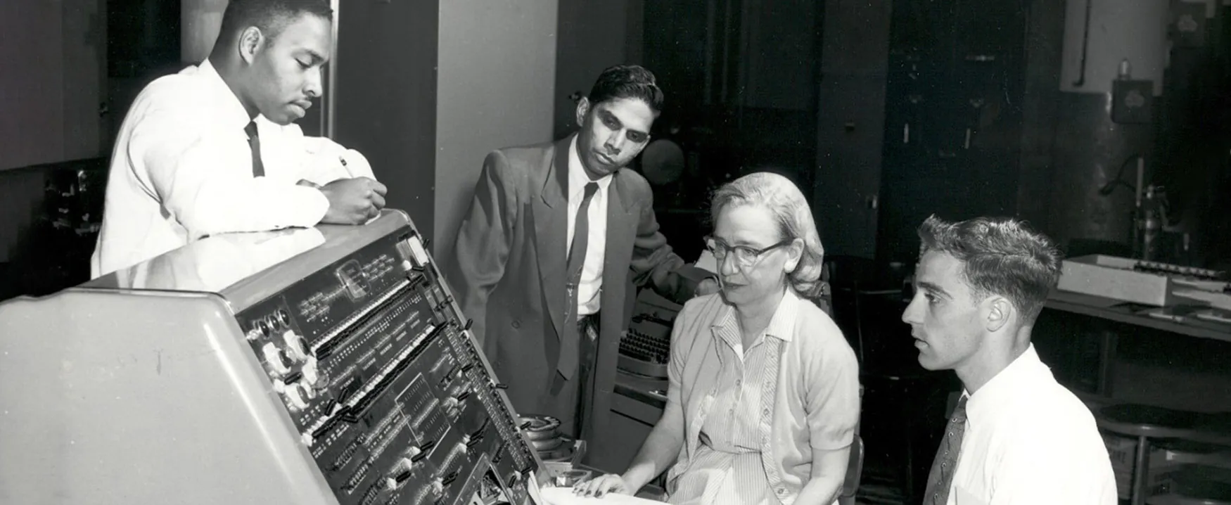 Grace Murray Hopper at the UNIVAC keyboard