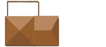 A brown paper bag with a textured handle is depicted against a plain white background in a simple, top-down perspective illustration.