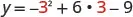Mathematical expression y = -3 squared + 6 * 3 - 9; the number 3 is highlighted in red to indicate its use as a variable for substitution.