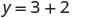 A simple mathematical equation is displayed, showing 'y = 3 + 2' in black text against a white background.