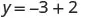 The image shows a mathematical equation, written in a clear, sans-serif font against a white background. The equation is 'y = -3 + 2'.