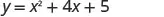The image displays the quadratic equation y = x^2 + 4x + 5 in black text on a white background.