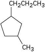 In a 5-membered carbon ring, C1 and C3 are bonded to a methyl and a propyl group, respectively.