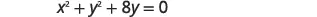 A mathematical equation is displayed on a white background, reading x^2 + y^2 + 8y = 0. The equation represents a circle in standard form.