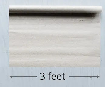 Roll of paper, slightly unrolled. Its width is 3 feet.