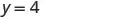 The equation y = 4 is displayed in black text against a white background.