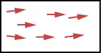 A simple diagram displays nine red arrows arranged in three rows, each pointing uniformly towards the right against a white background.