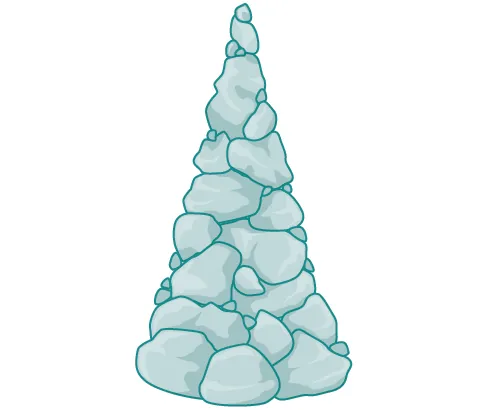 Grava en forma de cono.