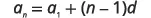 The formula for the nth term of an arithmetic sequence, expressed as a_n = a_1 + (n-1)d, where a_n is the nth term, a_1 is the first term, n is the term number, and d is the common difference.