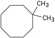In an 8-membered carbon ring, C1 is bonded to two methyl groups.