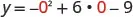 The mathematical equation y = -0^2 + 6 '.' 0 - 9 is displayed, where y is calculated by substituting 0 into a quadratic expression.