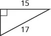 A right-angled triangle showing two sides with lengths 15 and 17. The right angle is indicated, suggesting a Pythagorean theorem problem to find the third side.