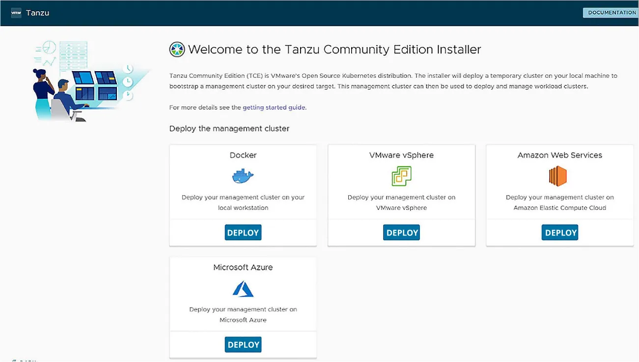 A screenshot shows a Tanzu installer.