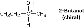 The structure of 2-butanol (chiral). C2 is labeled with an asterisk.