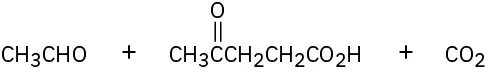 Acetal aldehyde, a C5  carboxylic acid with a C2 carbonyl, and carbon dioxide, the products of oxidative cleavage.